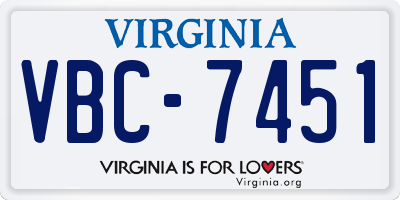 VA license plate VBC7451