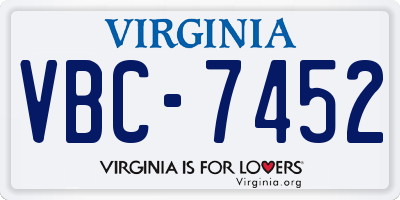VA license plate VBC7452
