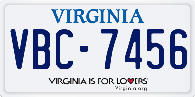 VA license plate VBC7456