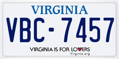 VA license plate VBC7457