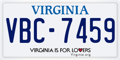 VA license plate VBC7459