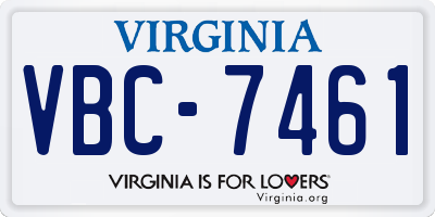 VA license plate VBC7461