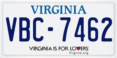 VA license plate VBC7462