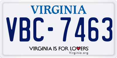 VA license plate VBC7463