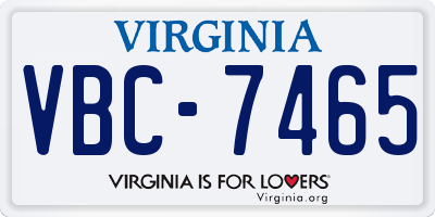 VA license plate VBC7465