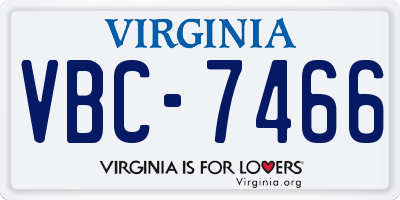 VA license plate VBC7466
