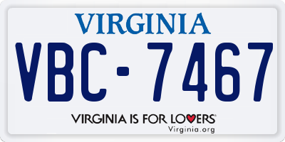VA license plate VBC7467