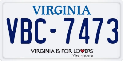 VA license plate VBC7473
