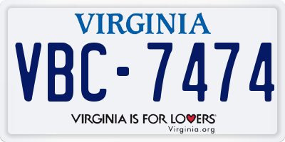 VA license plate VBC7474