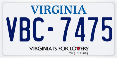 VA license plate VBC7475