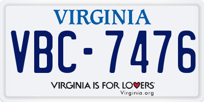 VA license plate VBC7476