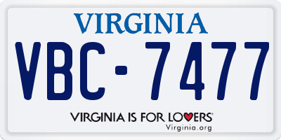 VA license plate VBC7477