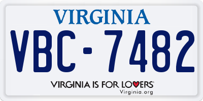 VA license plate VBC7482
