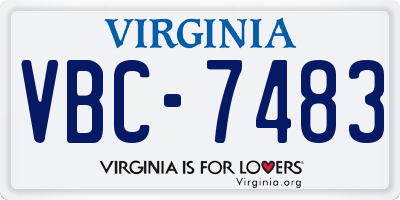 VA license plate VBC7483