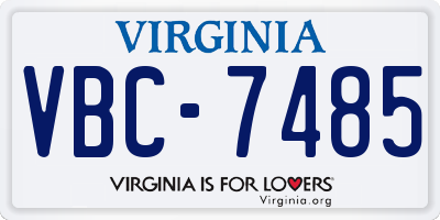 VA license plate VBC7485