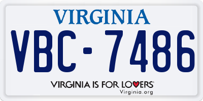 VA license plate VBC7486
