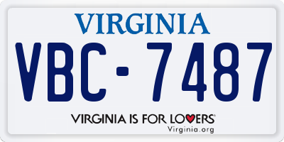 VA license plate VBC7487
