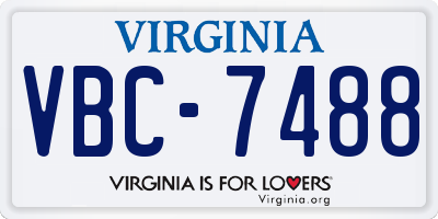 VA license plate VBC7488