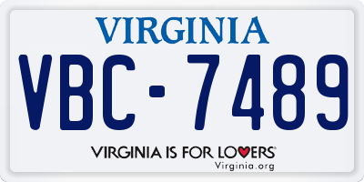 VA license plate VBC7489