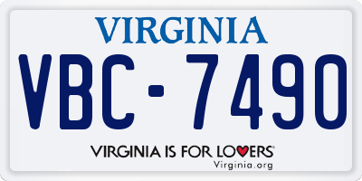 VA license plate VBC7490