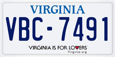 VA license plate VBC7491