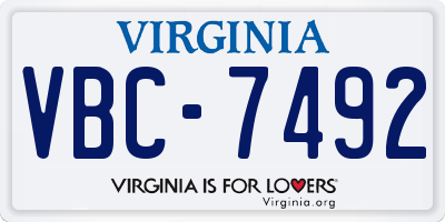 VA license plate VBC7492