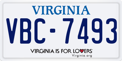 VA license plate VBC7493