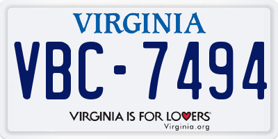 VA license plate VBC7494
