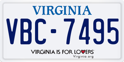 VA license plate VBC7495