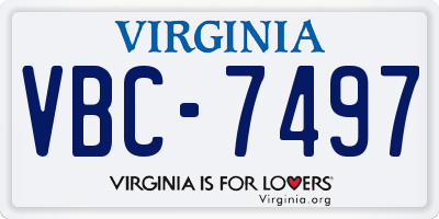 VA license plate VBC7497