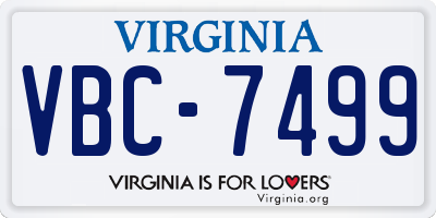 VA license plate VBC7499