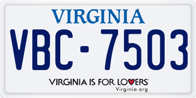 VA license plate VBC7503