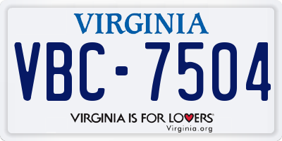VA license plate VBC7504