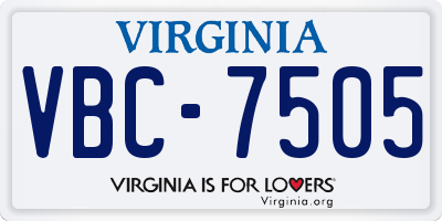 VA license plate VBC7505