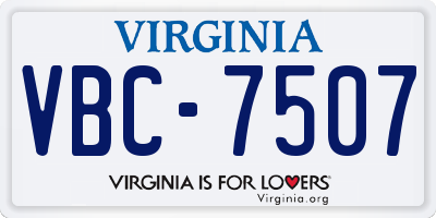 VA license plate VBC7507