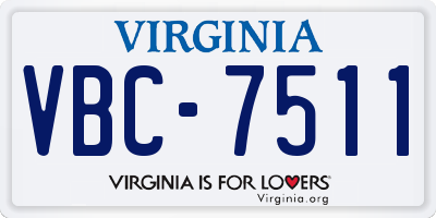VA license plate VBC7511