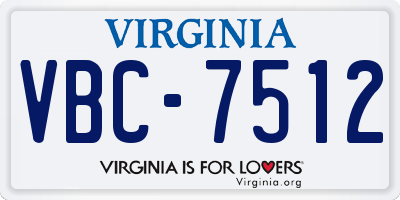 VA license plate VBC7512