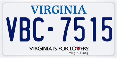 VA license plate VBC7515