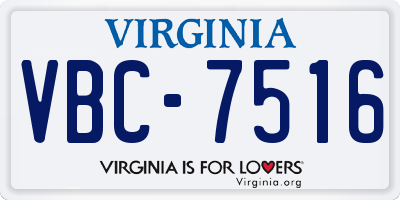 VA license plate VBC7516