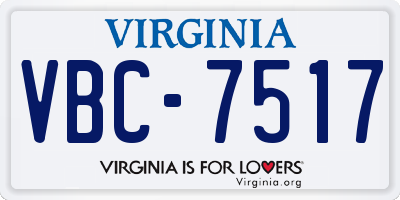 VA license plate VBC7517