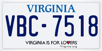 VA license plate VBC7518