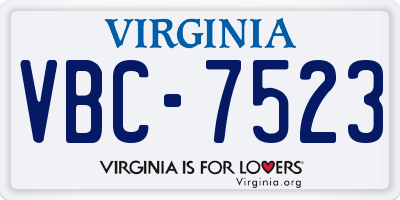 VA license plate VBC7523