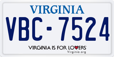 VA license plate VBC7524