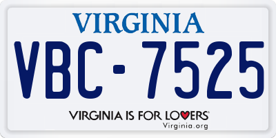 VA license plate VBC7525