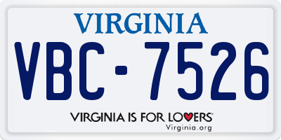 VA license plate VBC7526