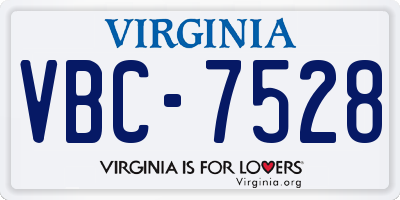 VA license plate VBC7528