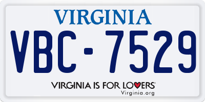 VA license plate VBC7529