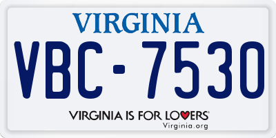 VA license plate VBC7530