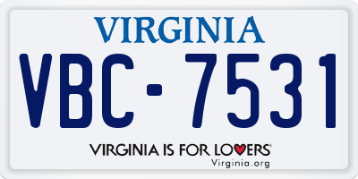 VA license plate VBC7531