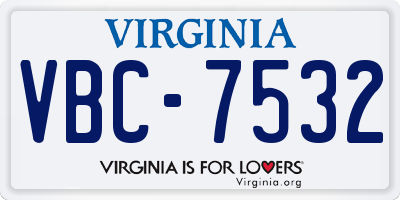 VA license plate VBC7532